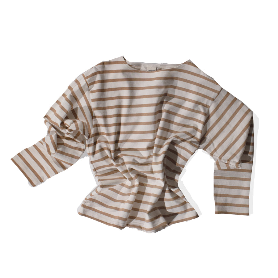Ichi Antiquités Undyed Stripes Pullover in Natural x Camel