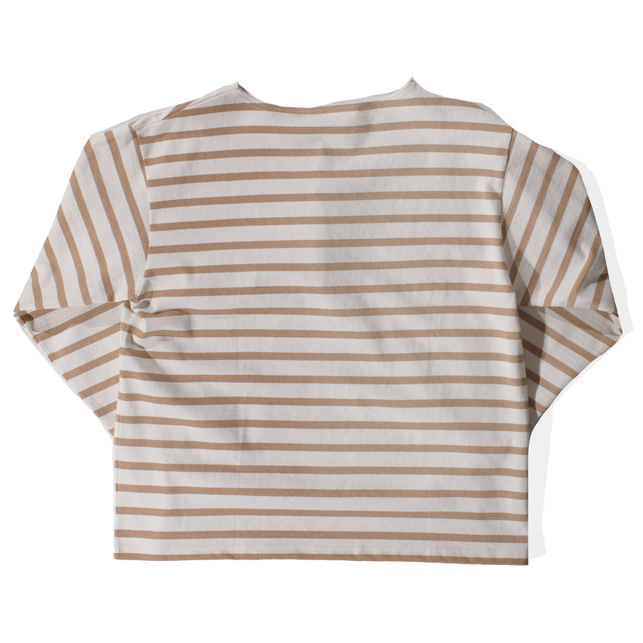 Ichi Antiquités Undyed Stripes Pullover in Natural x Camel