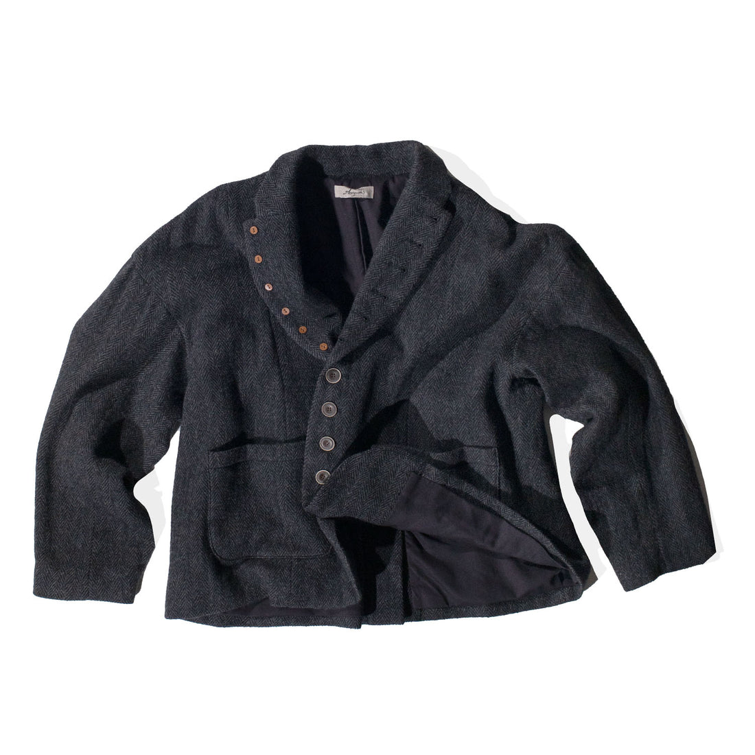 Ichi Antiquités Wool Herringbone Jacket in Black