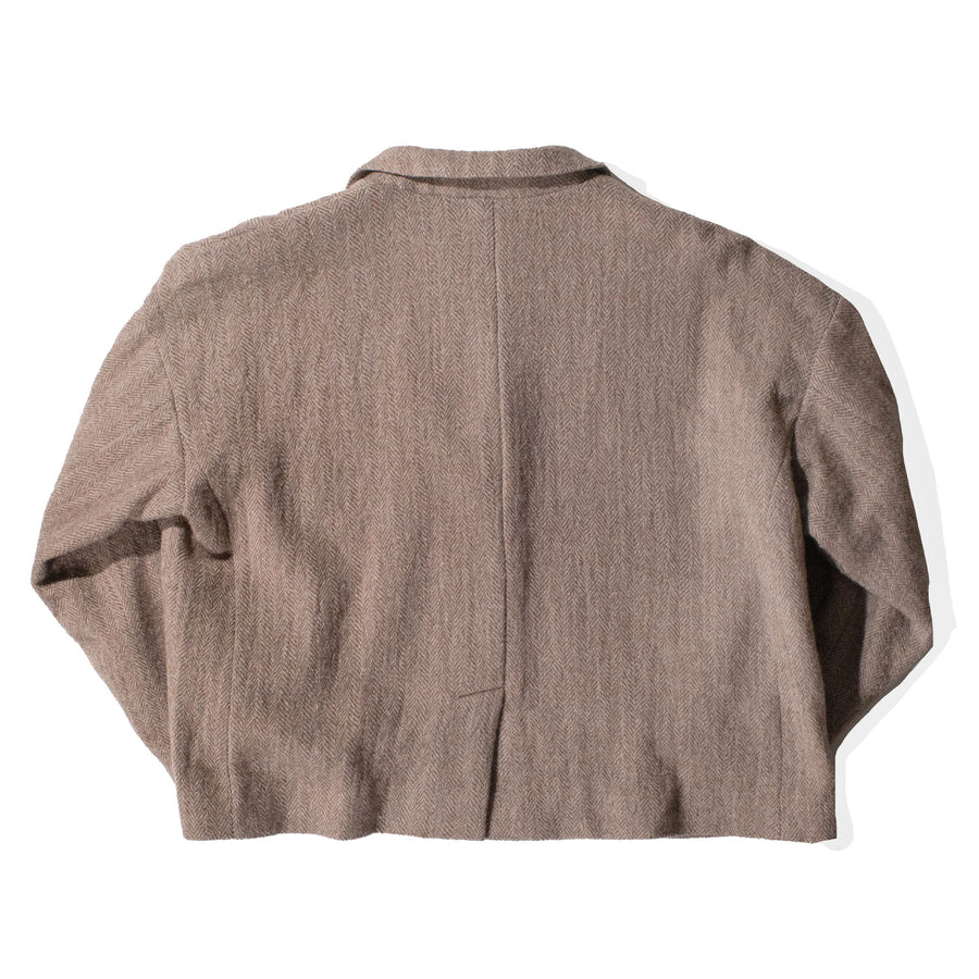 Ichi Antiquités Wool Herringbone Jacket in Mocha Beige