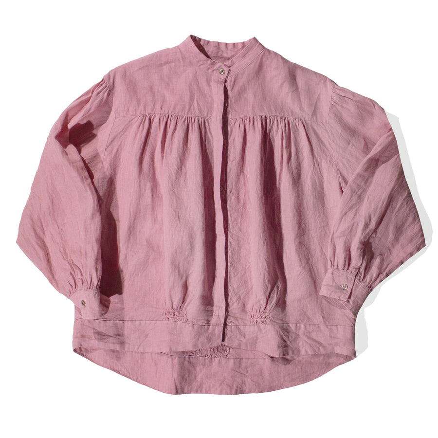 Ichi Antiquités Woven Linen Shirt in Pink