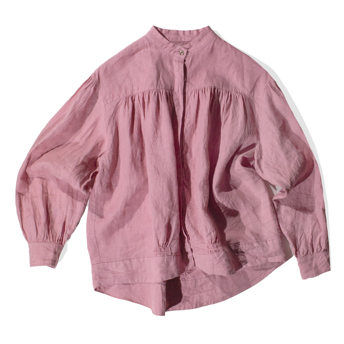 Ichi Antiquités Woven Linen Shirt in Pink