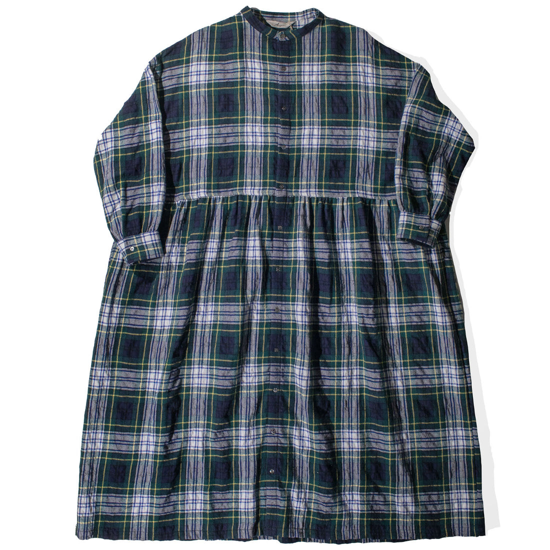 Ichi Antiquités Wool Washer Tartan Dress in Green