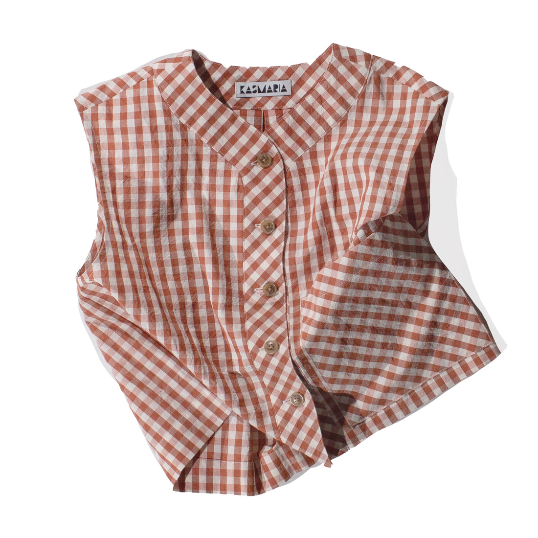 KasMaria Crop Top with Big Pocket in Gingham