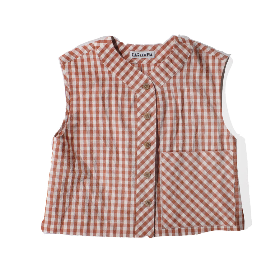 KasMaria Crop Top with Big Pocket in Gingham
