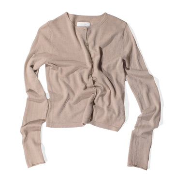 Lauren Manoogian Super Fine Crewneck Cardigan in Camel