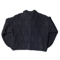 Proche Argyle Polo Cardigan in Black