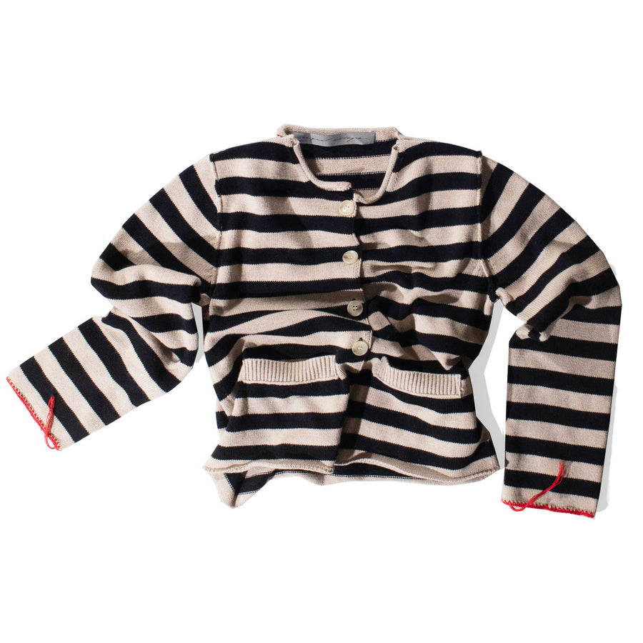Raquel Allegra Ferris Cardigan in Black Stripe