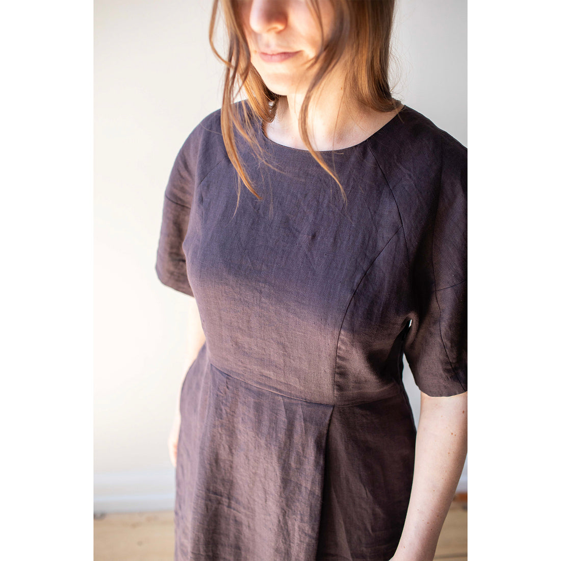 Sayaka Davis Barrel Sleeve Dress in Eggplant