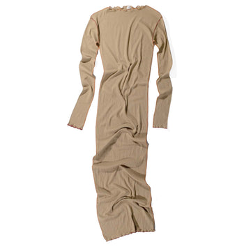 Baserange Vein Long Sleeve Dress in Jade Brown