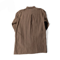 Ichi Antiquités Linen Natural Washer Long Sleeve Shirt in Brown