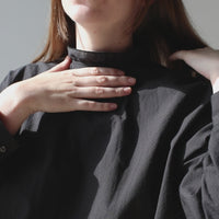 Chimala Frill Collar Shirt in Black