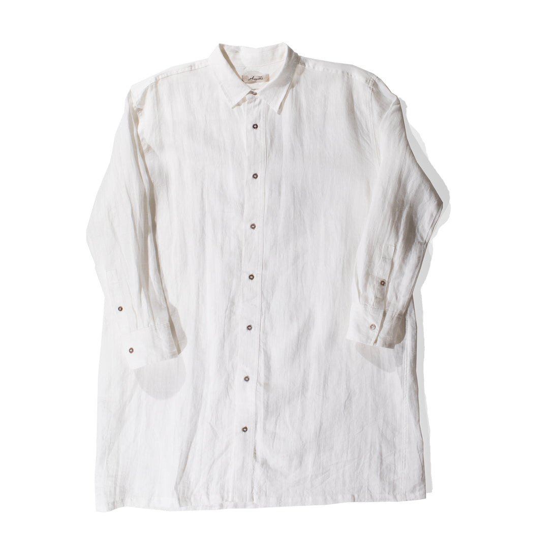 Ichi Antiquités Linen Natural Washer Long Sleeve Shirt in White